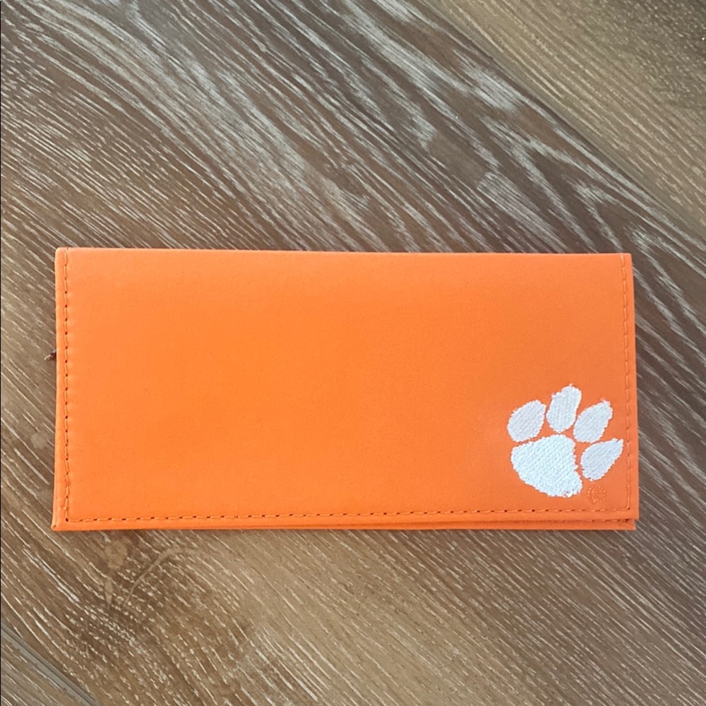 Clemson Checkbook Cover with White Paw Print